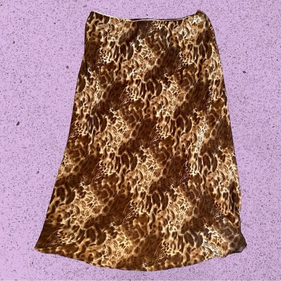 90s vintage maxi leopard print skirt chiffon - Picture 5 of 9